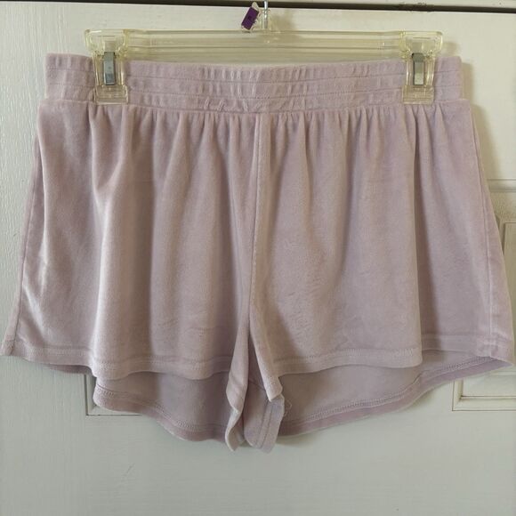 Juicy Couture Womens Sleepwear Shorts SZ Large Velour Y2K Beaded Spellout Pink - Picture 3 of 9